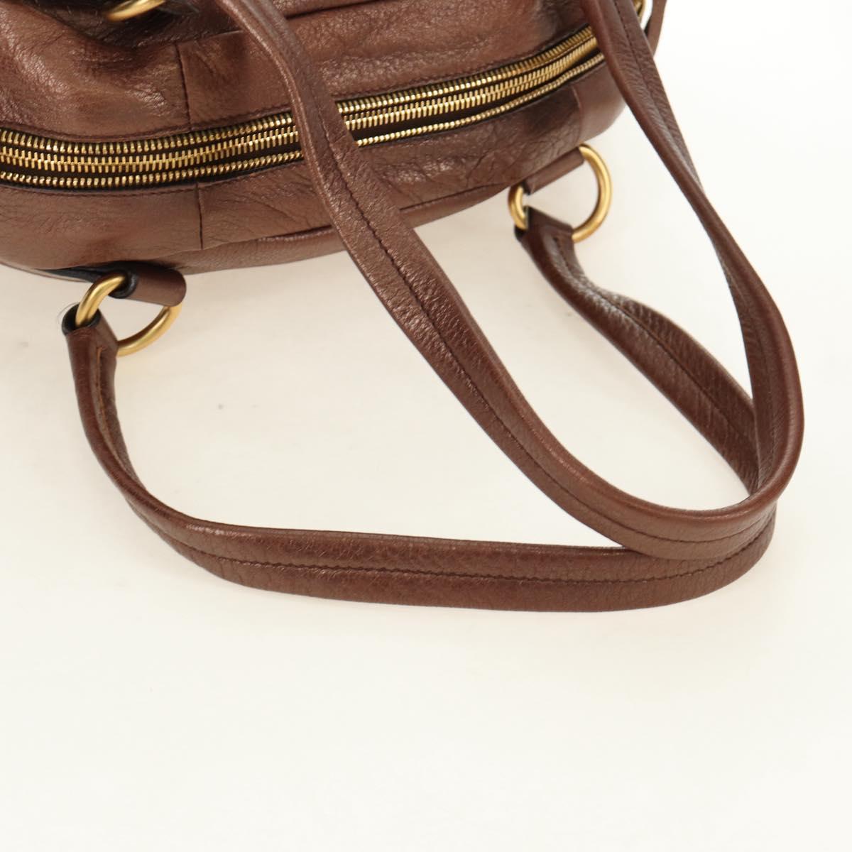 PRADA Ready Lock Shoulder Tote Bag Leather Brown Gold BL0557 Auth am11881SAV