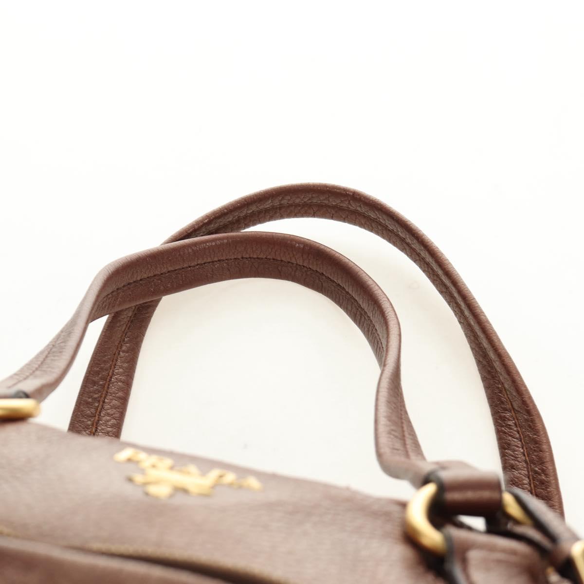 PRADA Ready Lock Shoulder Tote Bag Leather Brown Gold BL0557 Auth am11881SAV