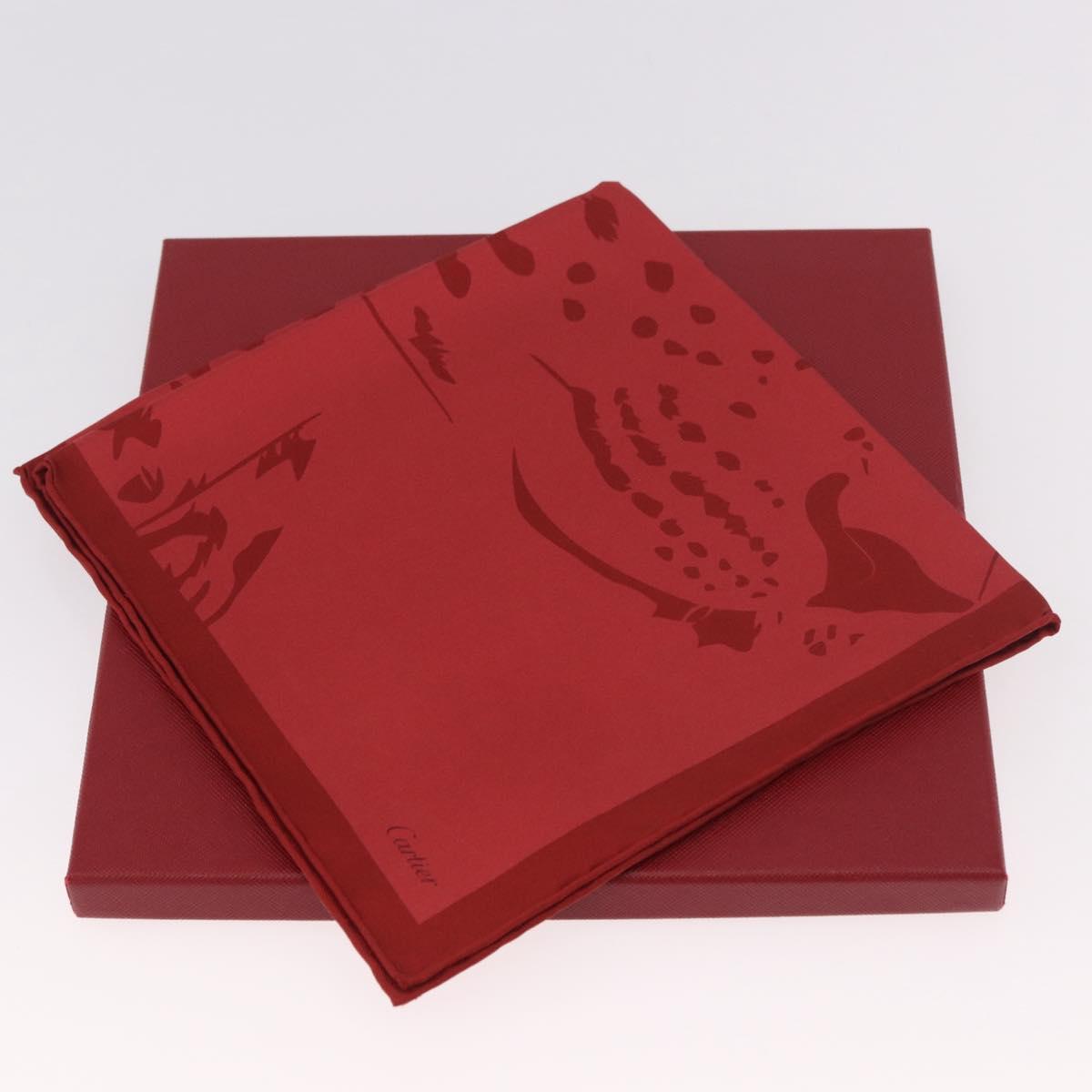 CARTIER Mini Scarf Leopard Silk Red Auth am11882M