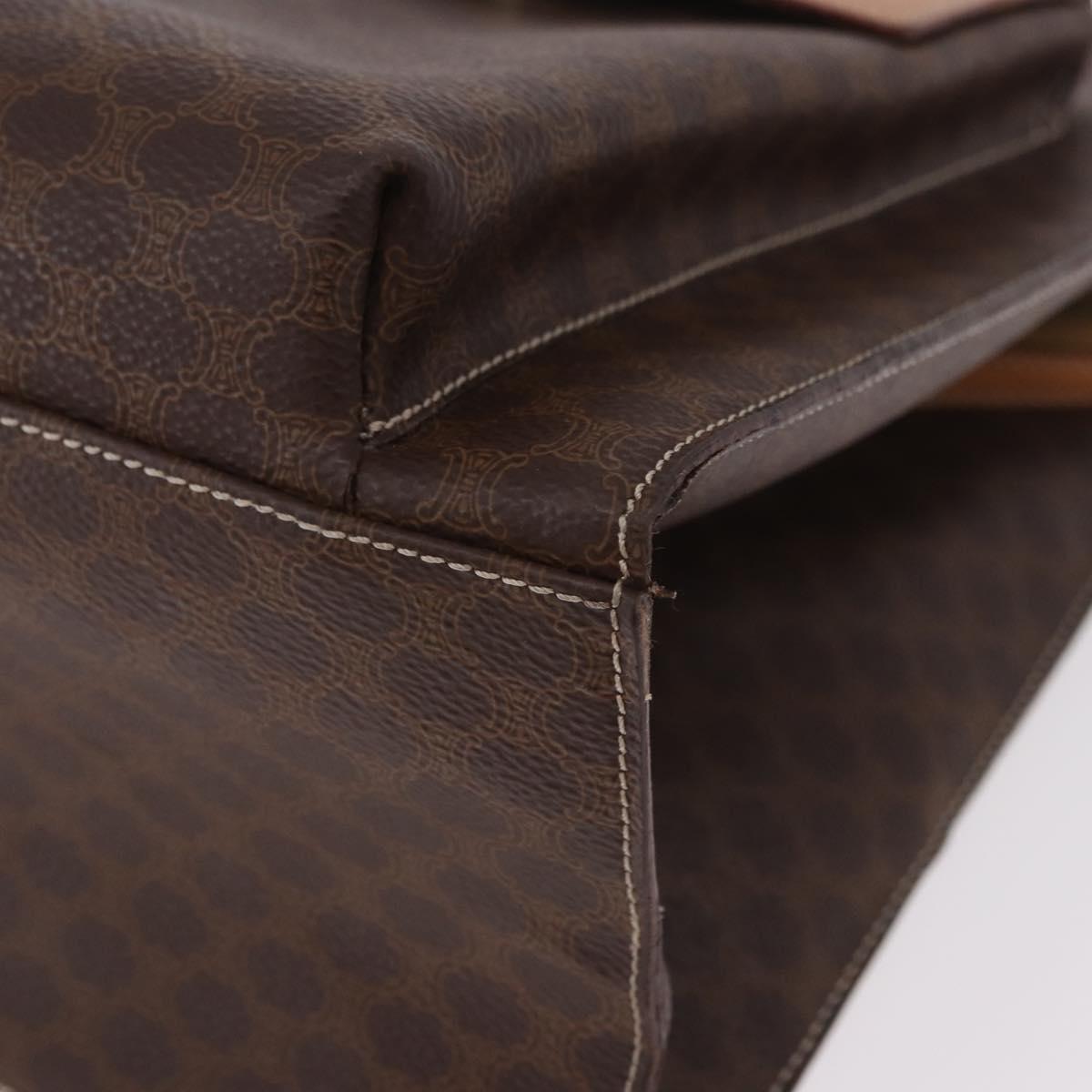 CELINE Macadam Canvas Tote Bag PVC Leather Brown Beige Gold Auth am11883V