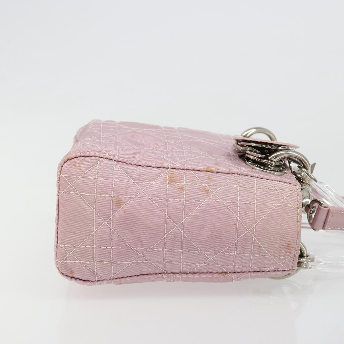 Christian Dior Lady Dior Cannage Plastic Handle Bag Nylon 2way Auth am11890A