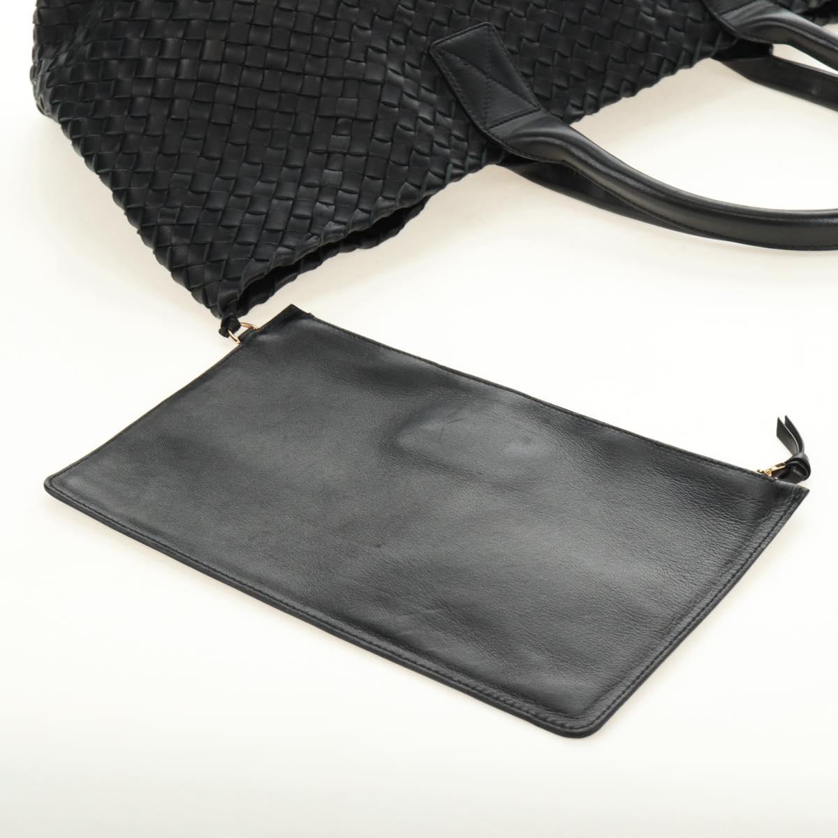 BOTTEGA VENETA INTRECCIATO Cabas PM Hand Bag Leather Black Auth am11891SM