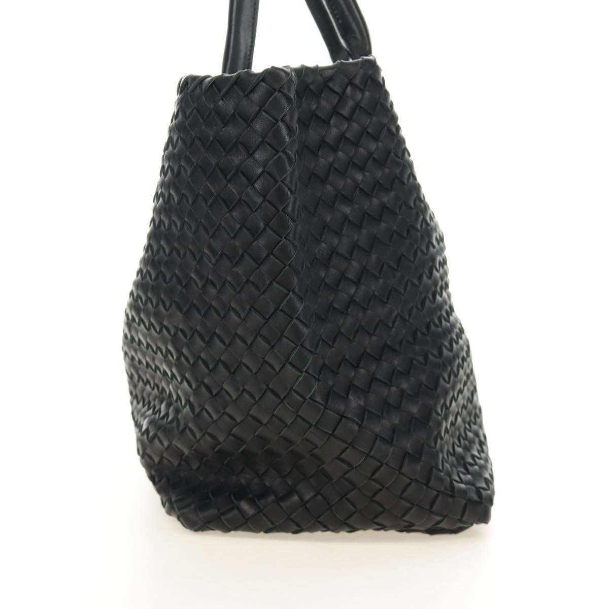 BOTTEGA VENETA INTRECCIATO Cabas PM Hand Bag Leather Black Auth am11891SM