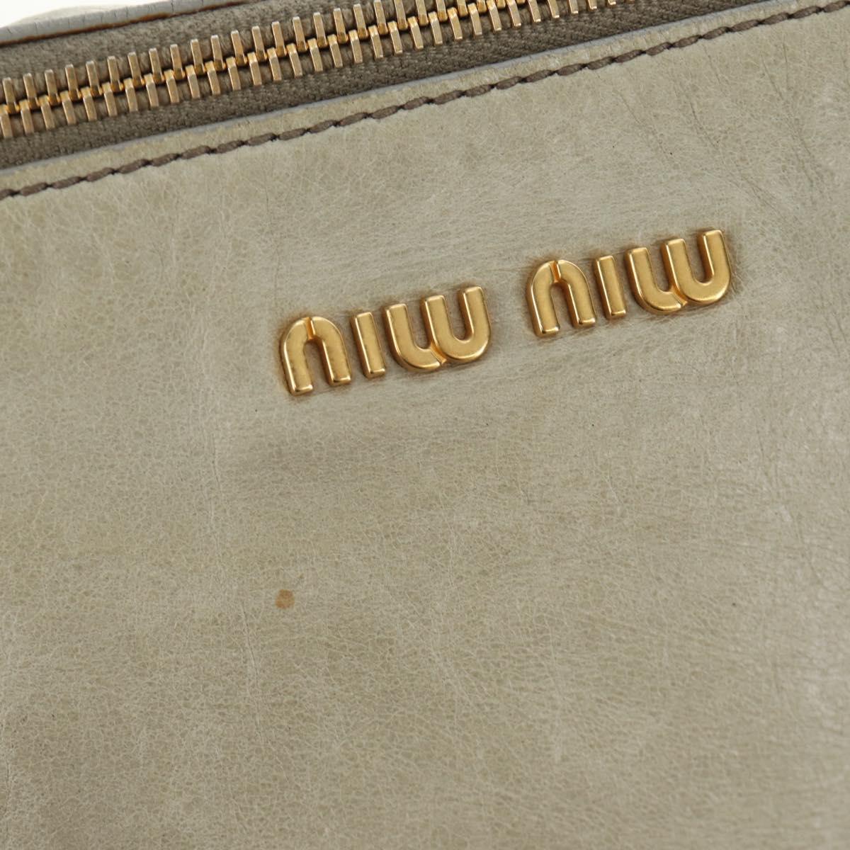 Miu Miu Side Ribbon Hand Bag Leather 2way Gray Gold Auth am11892V