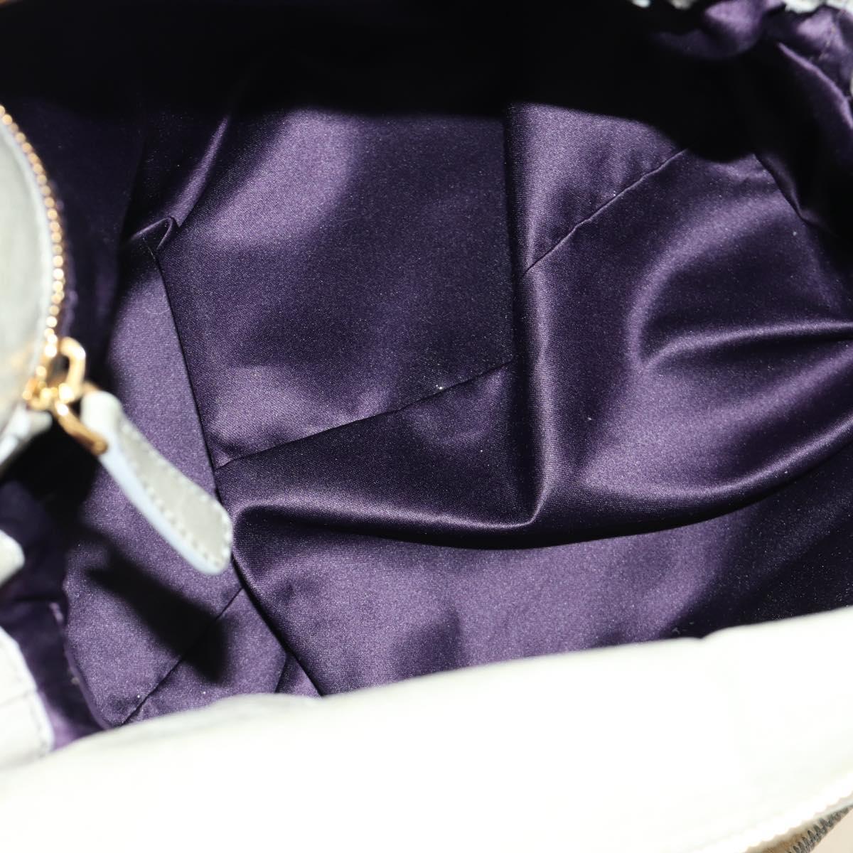 Miu Miu Side Ribbon Hand Bag Leather 2way Gray Gold Auth am11892V