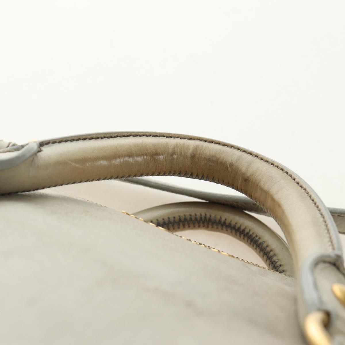 Miu Miu Side Ribbon Hand Bag Leather 2way Gray Gold Auth am11892V