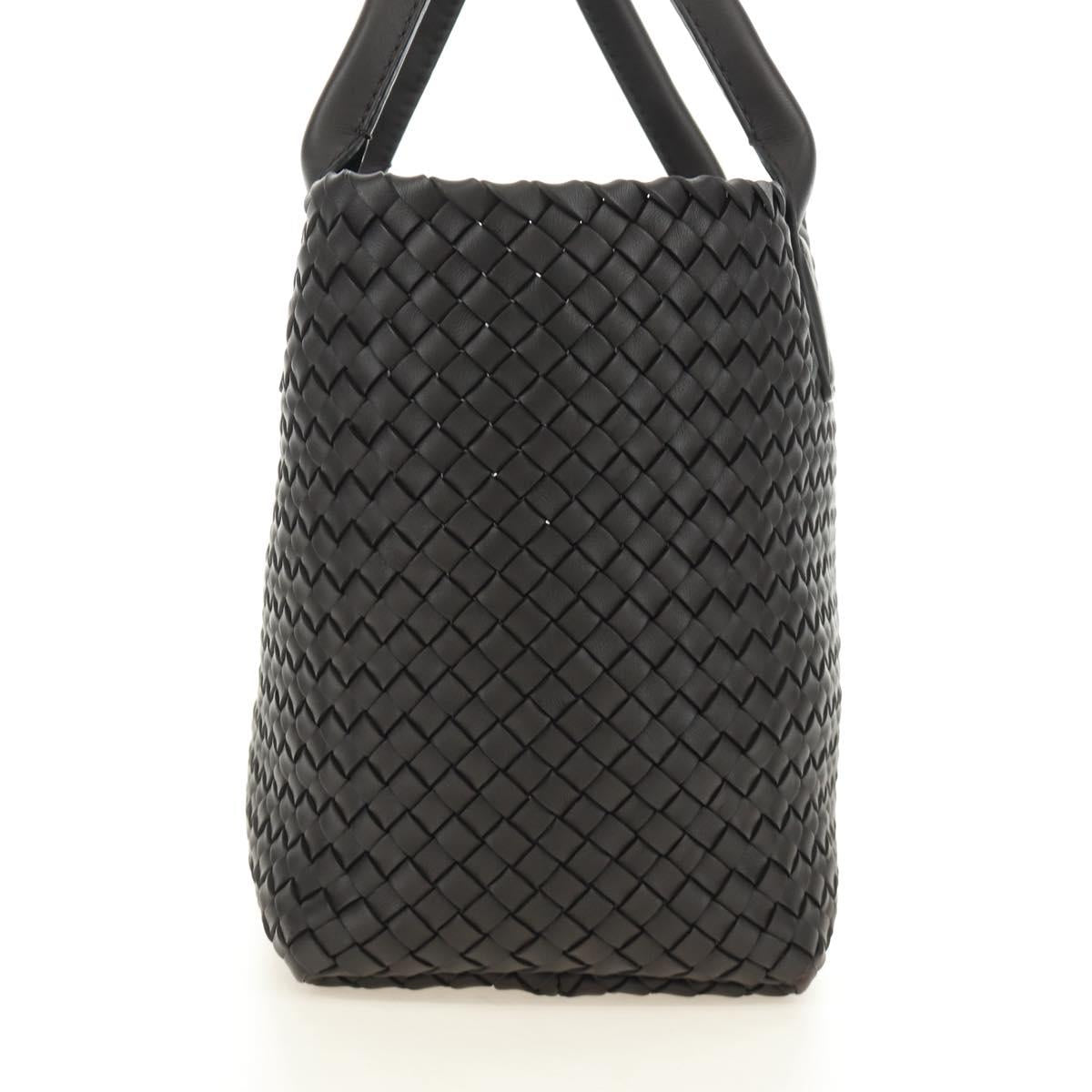 BOTTEGA VENETA INTRECCIATO Cabas PM Hand Bag Leather Dark Brown Auth am11893SM