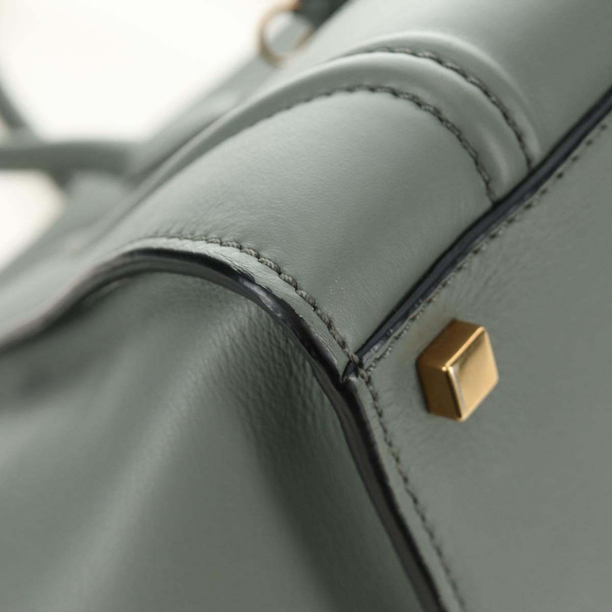 CELINE Luggage Small Square Phantom Hand Bag Leather Gray Gold Auth am11897M
