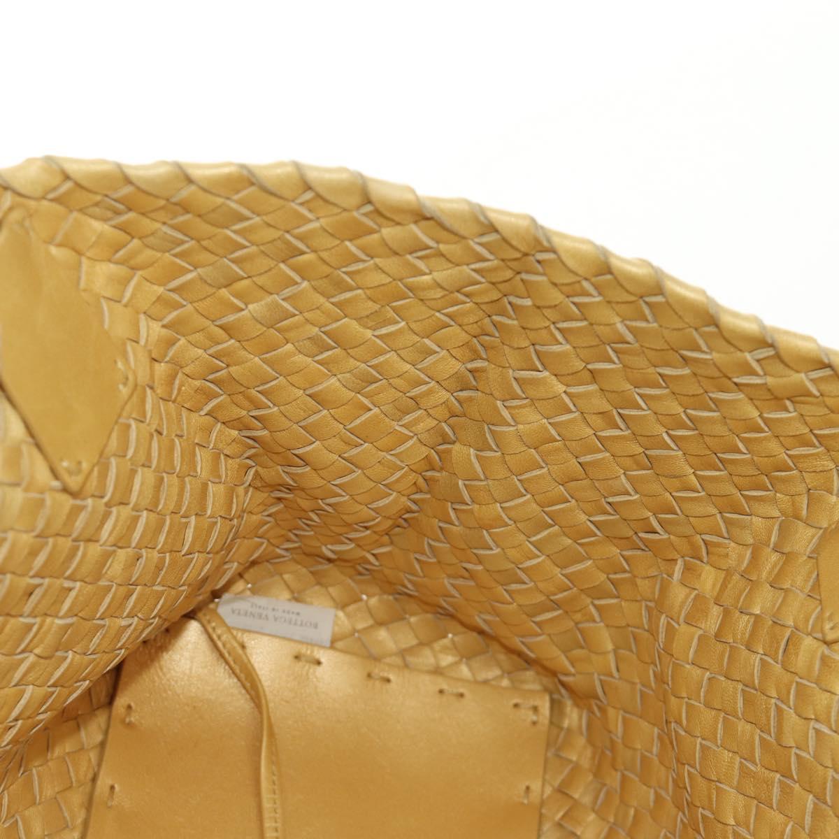 BOTTEGA VENETA INTRECCIATO Cabas PM Hand Bag Leather Gold 141498 Auth am11898V