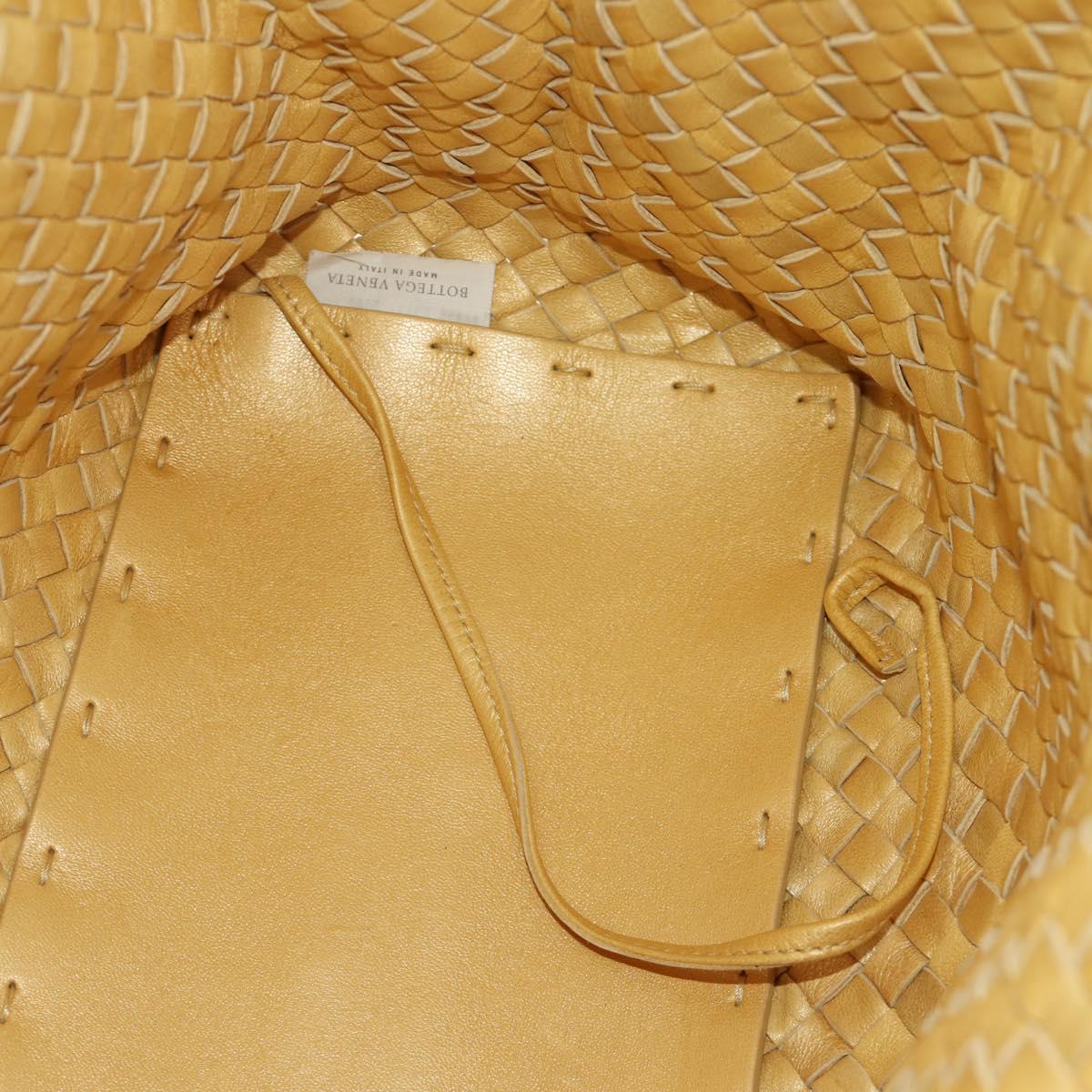 BOTTEGA VENETA INTRECCIATO Cabas PM Hand Bag Leather Gold 141498 Auth am11898V