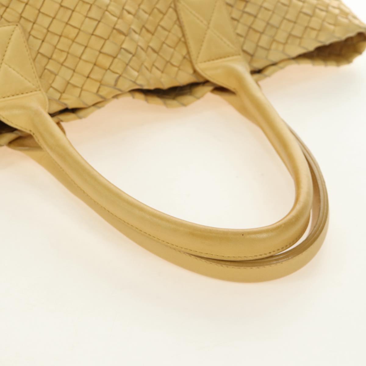 BOTTEGA VENETA INTRECCIATO Cabas PM Hand Bag Leather Gold 141498 Auth am11898V