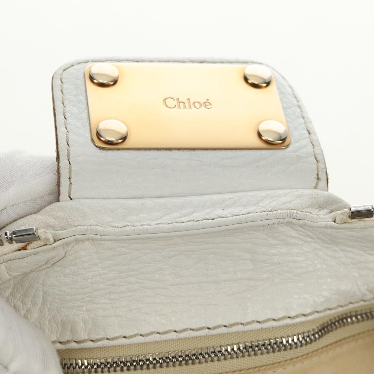 Chloe Paddington Hand Bag Leather White Gold Silver Auth am11899V