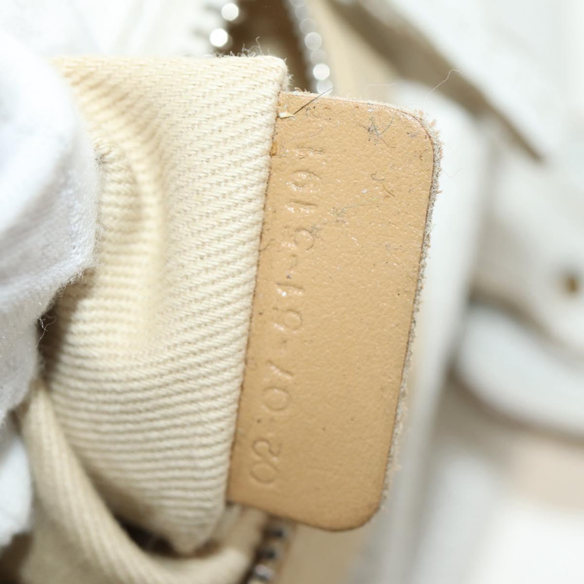 Chloe Paddington Hand Bag Leather White Gold Silver Auth am11899V