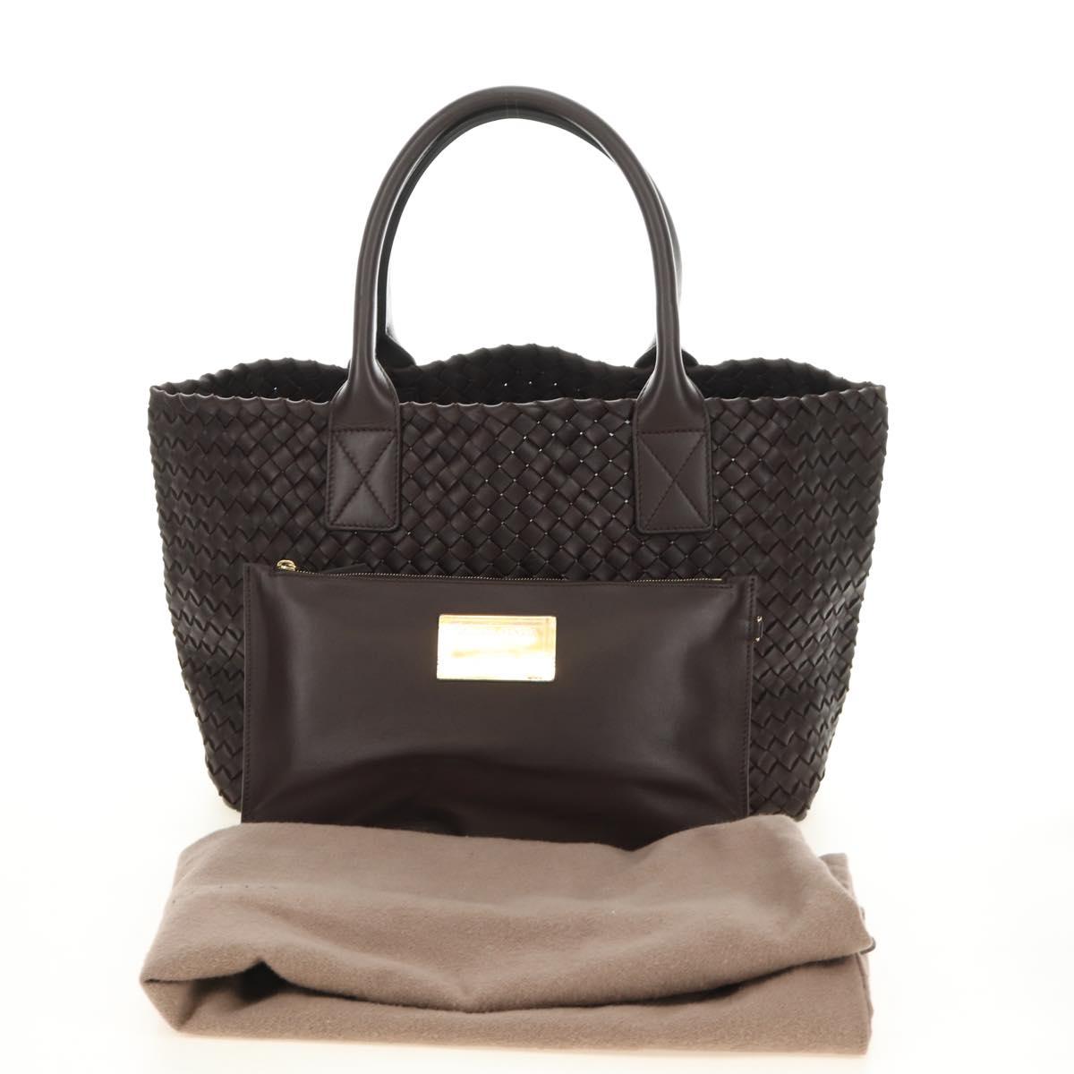 BOTTEGA VENETA INTRECCIATO Cabas PM Hand Bag Leather Brown 141498 Auth am11902SM
