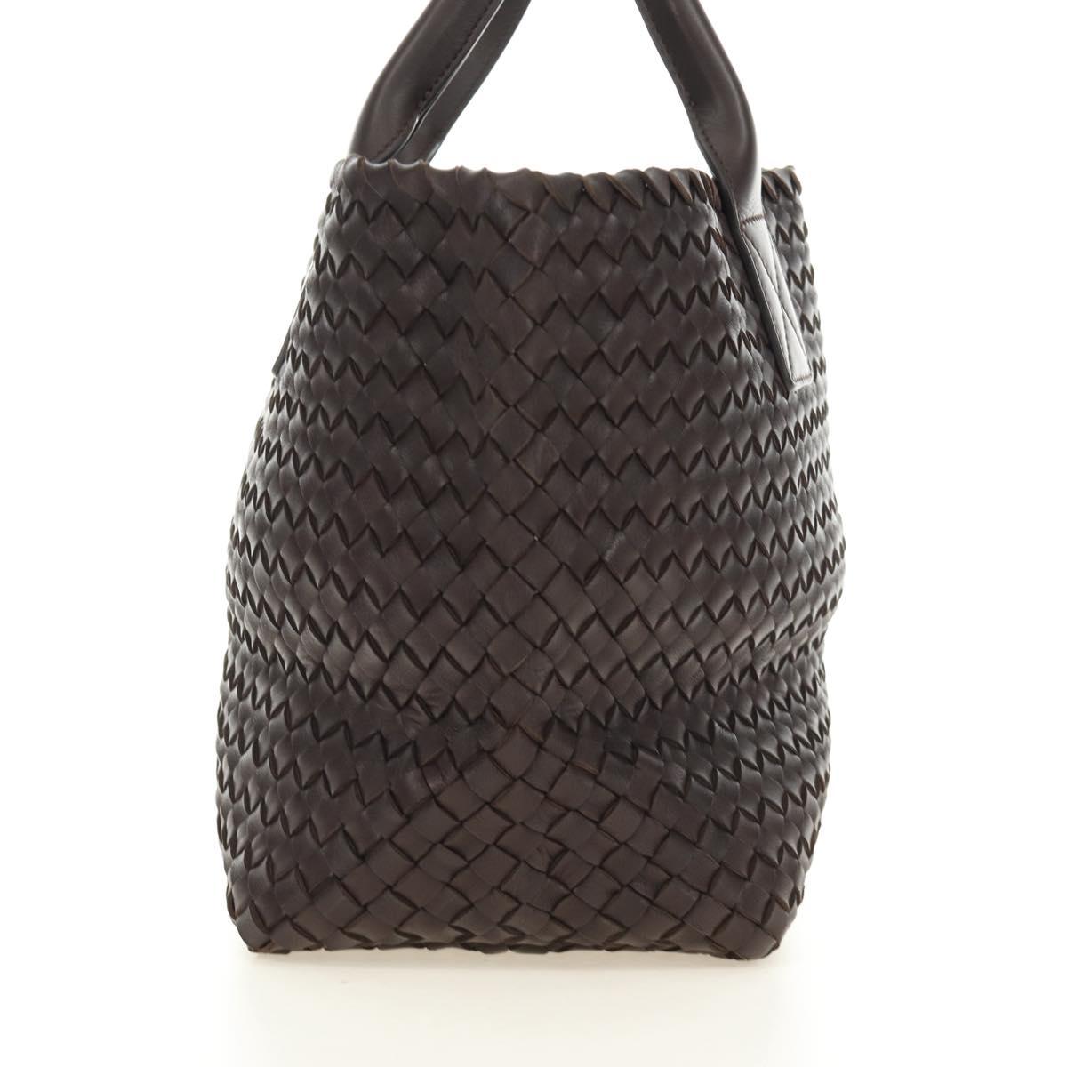 BOTTEGA VENETA INTRECCIATO Cabas PM Hand Bag Leather Brown 141498 Auth am11902SM