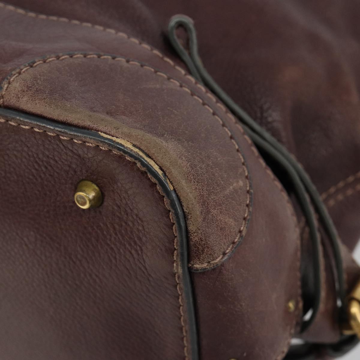 Chloe Paddington Hand Bag Leather Brown Gold Silver Auth am11904A