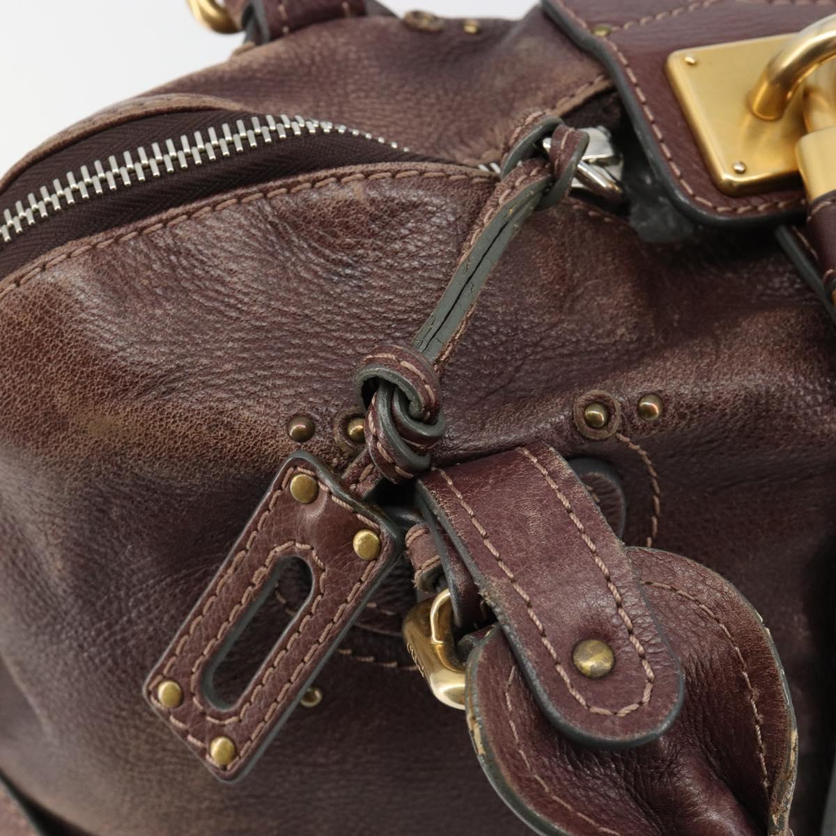 Chloe Paddington Hand Bag Leather Brown Gold Silver Auth am11904A