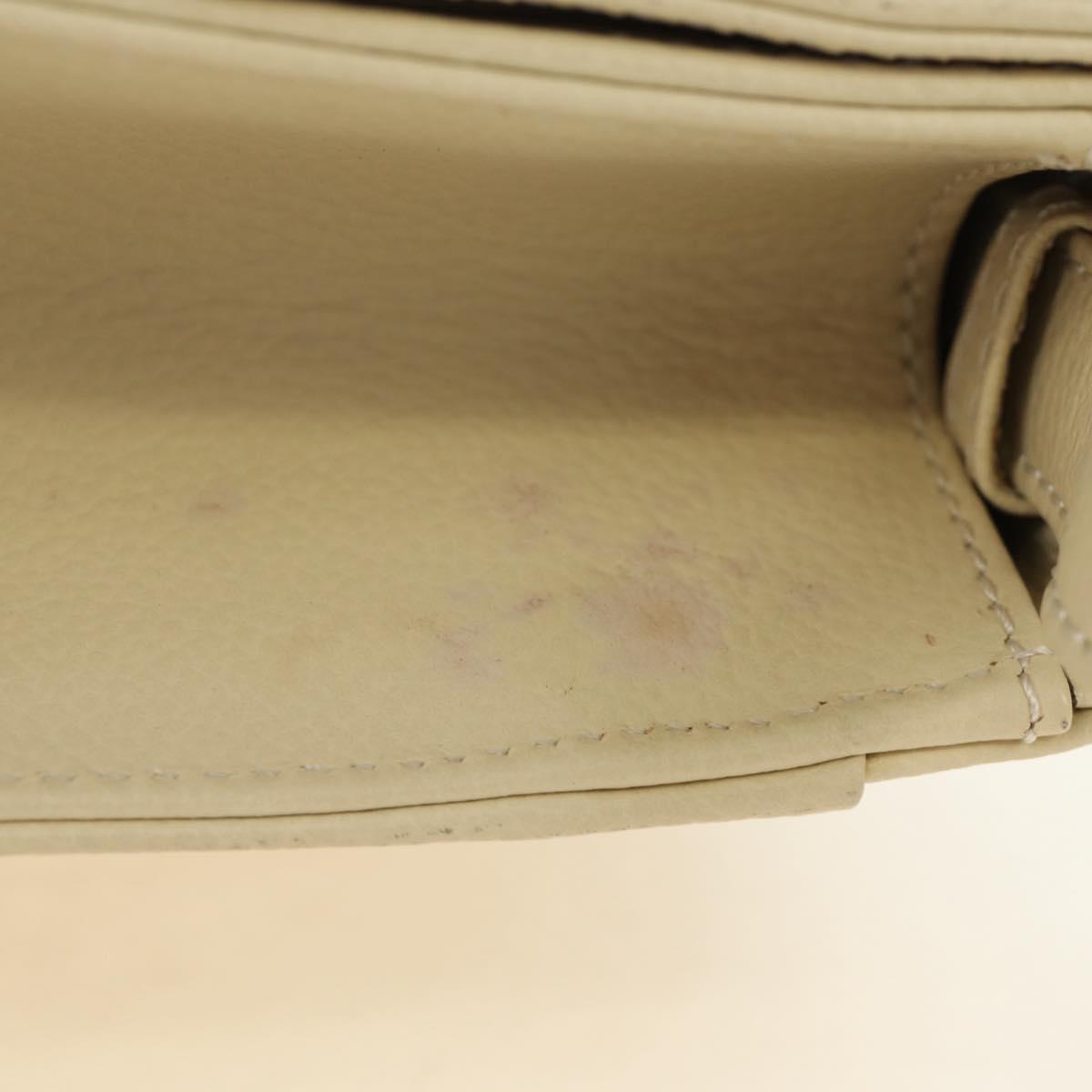 SAINT LAURENT YSL Shoulder Bag Leather Ivory Gold Auth am11905V