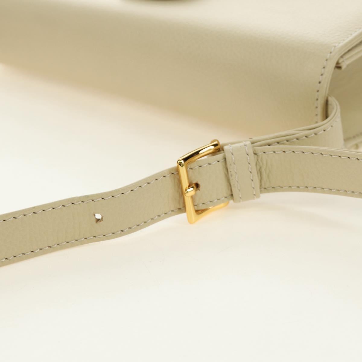 SAINT LAURENT YSL Shoulder Bag Leather Ivory Gold Auth am11905V
