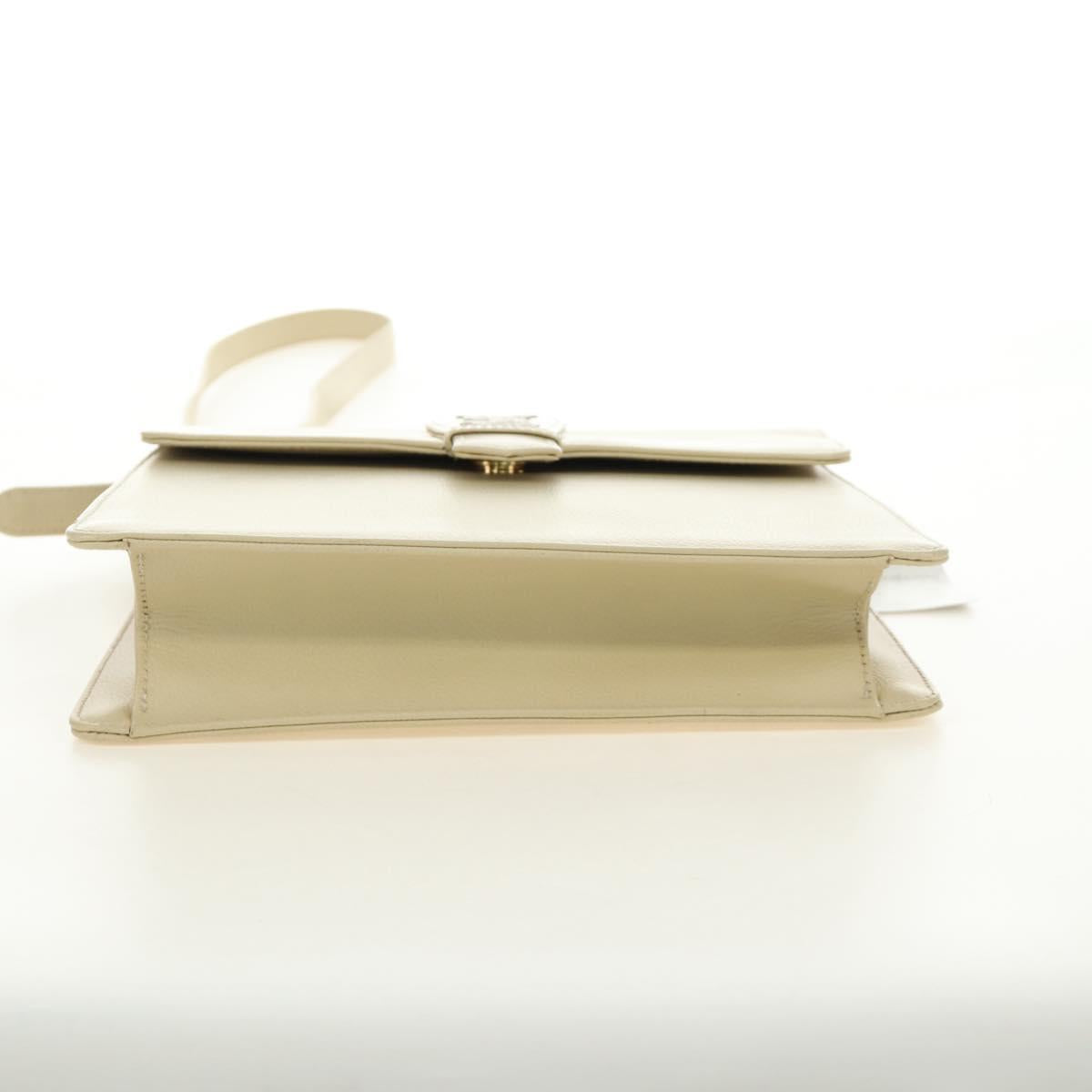 SAINT LAURENT YSL Shoulder Bag Leather Ivory Gold Auth am11905V
