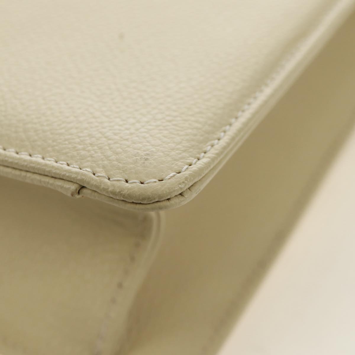 SAINT LAURENT YSL Shoulder Bag Leather Ivory Gold Auth am11905V