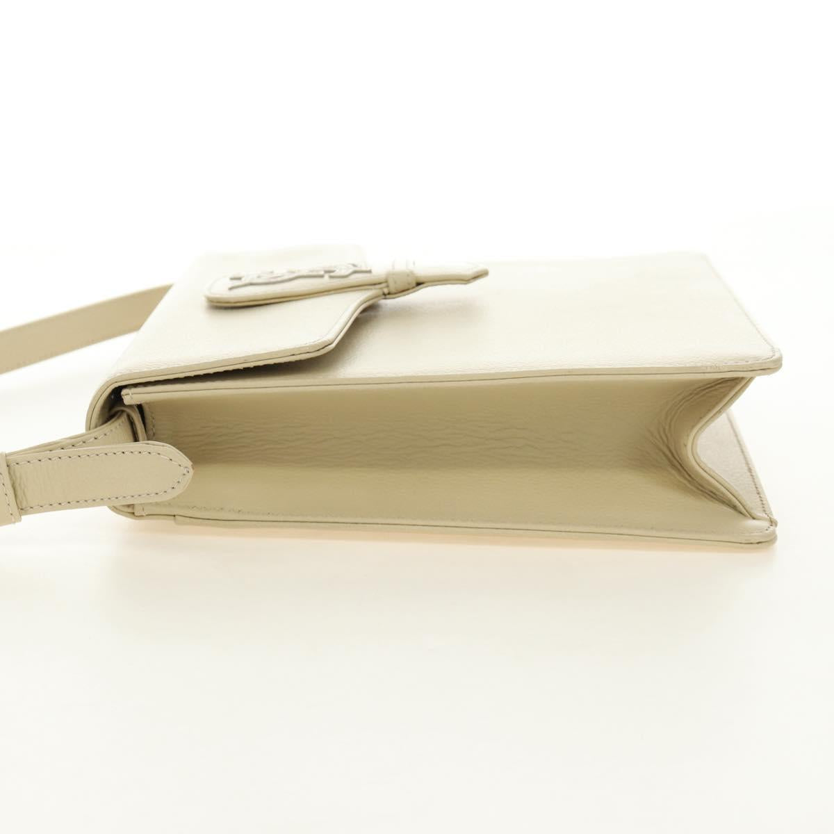 SAINT LAURENT YSL Shoulder Bag Leather Ivory Gold Auth am11905V