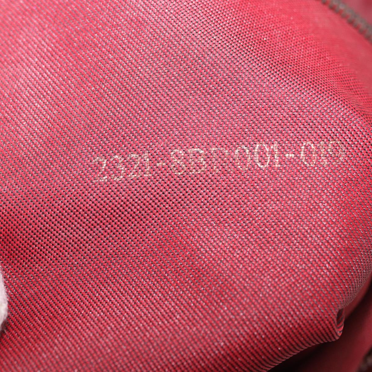 FENDI Zucchino Canvas Mamma Baguette Shoulder Bag Red Gold Auth am11906A