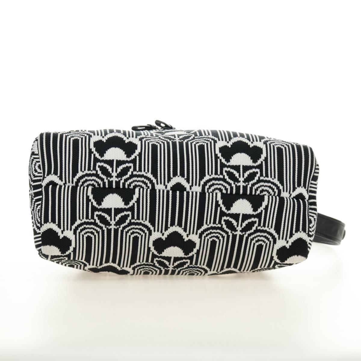 PRADA Shoney Jacquard Shoulder Bag Wool Black White Silver Auth am11907SAM