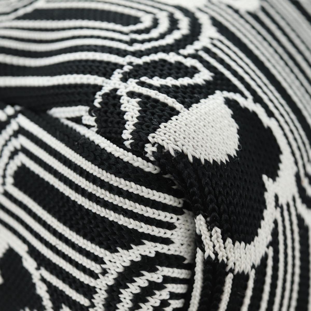 PRADA Shoney Jacquard Shoulder Bag Wool Black White Silver Auth am11907SAM