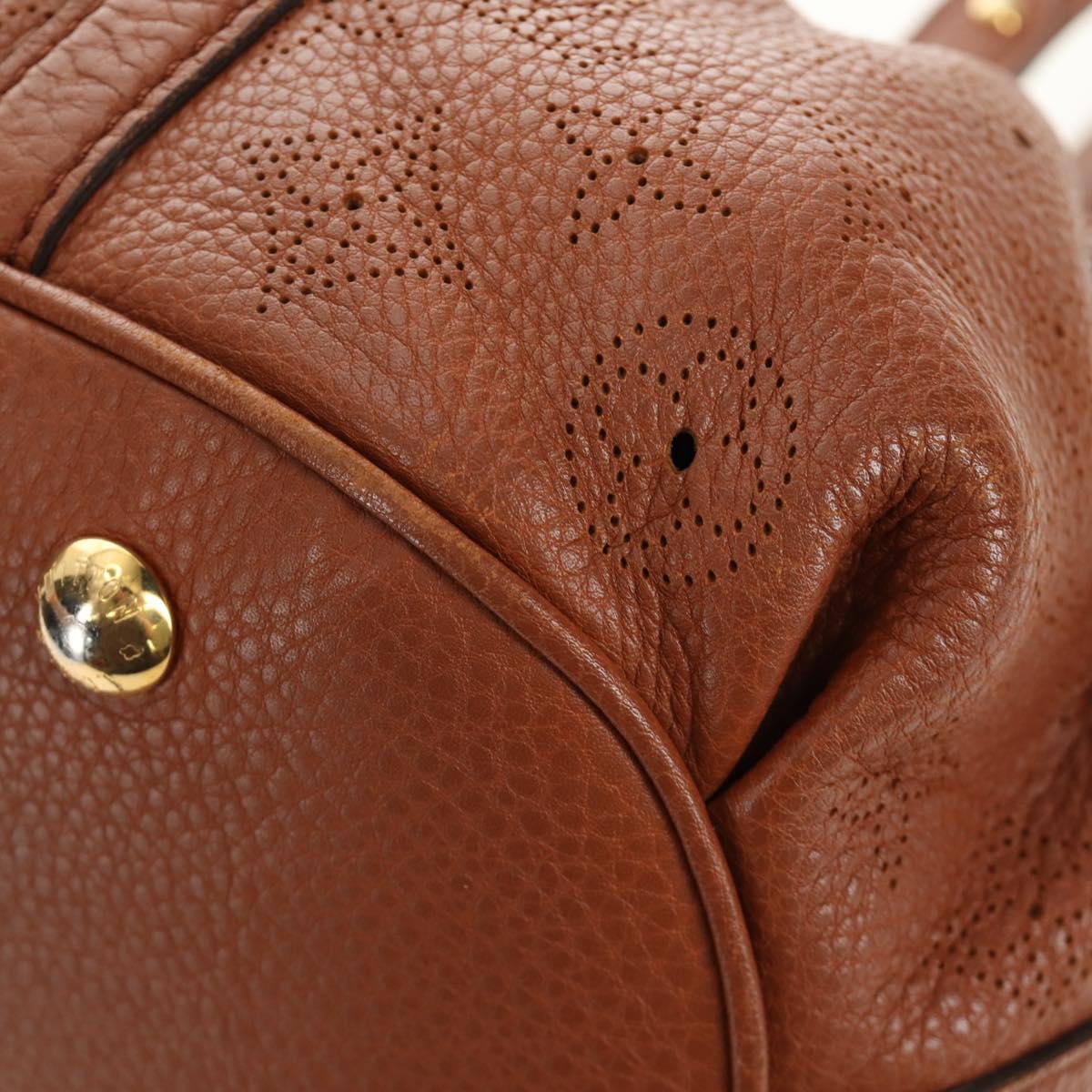 LOUIS VUITTON Mahina Runner PM Hand Bag Leather Brown M97052 LV Auth am11908V