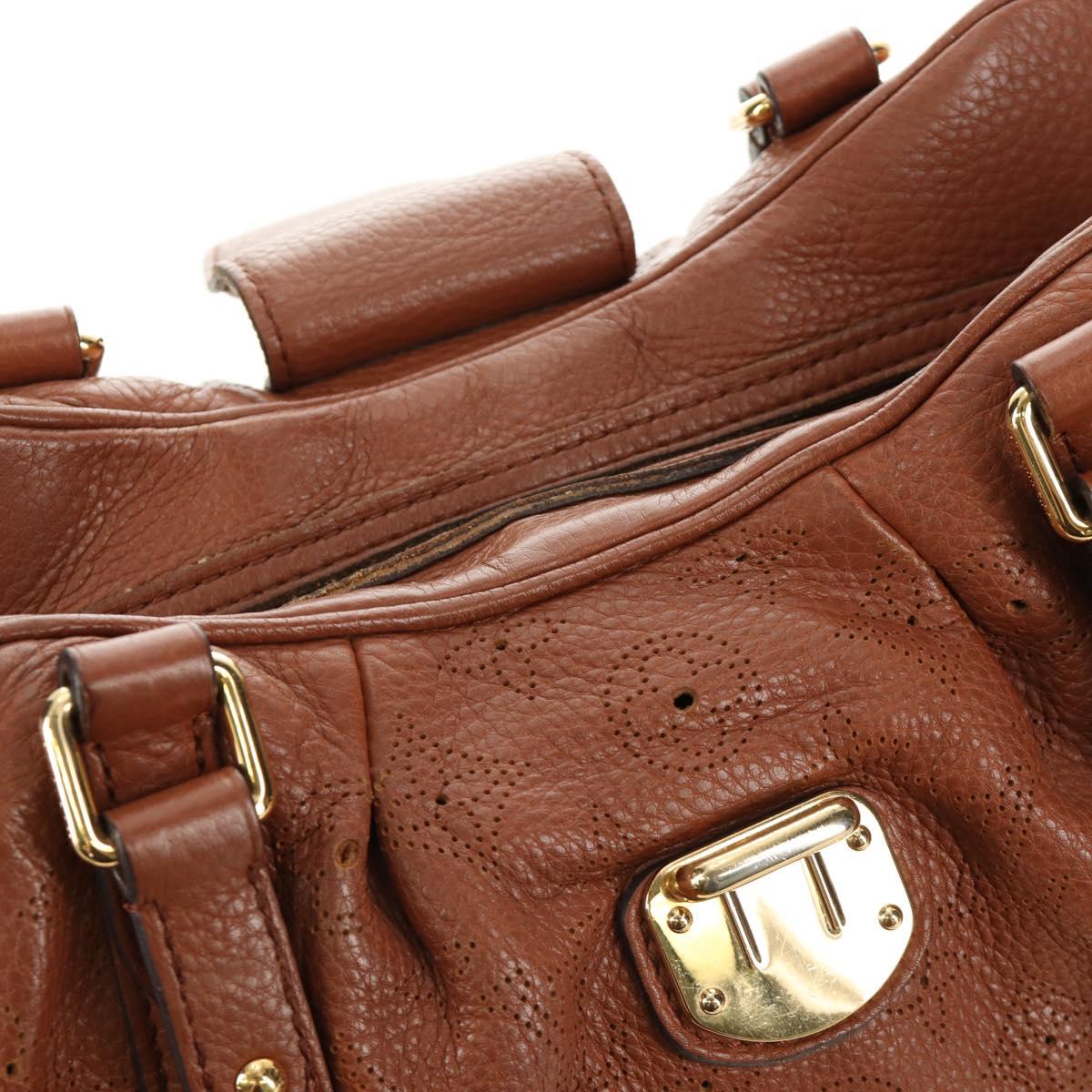 LOUIS VUITTON Mahina Runner PM Hand Bag Leather Brown M97052 LV Auth am11908V