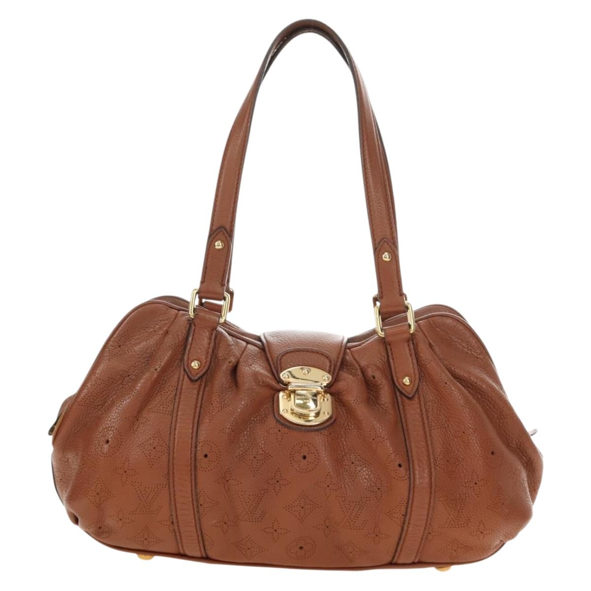 LOUIS VUITTON Mahina Runner PM Hand Bag Leather Brown M97052 LV Auth am11908V