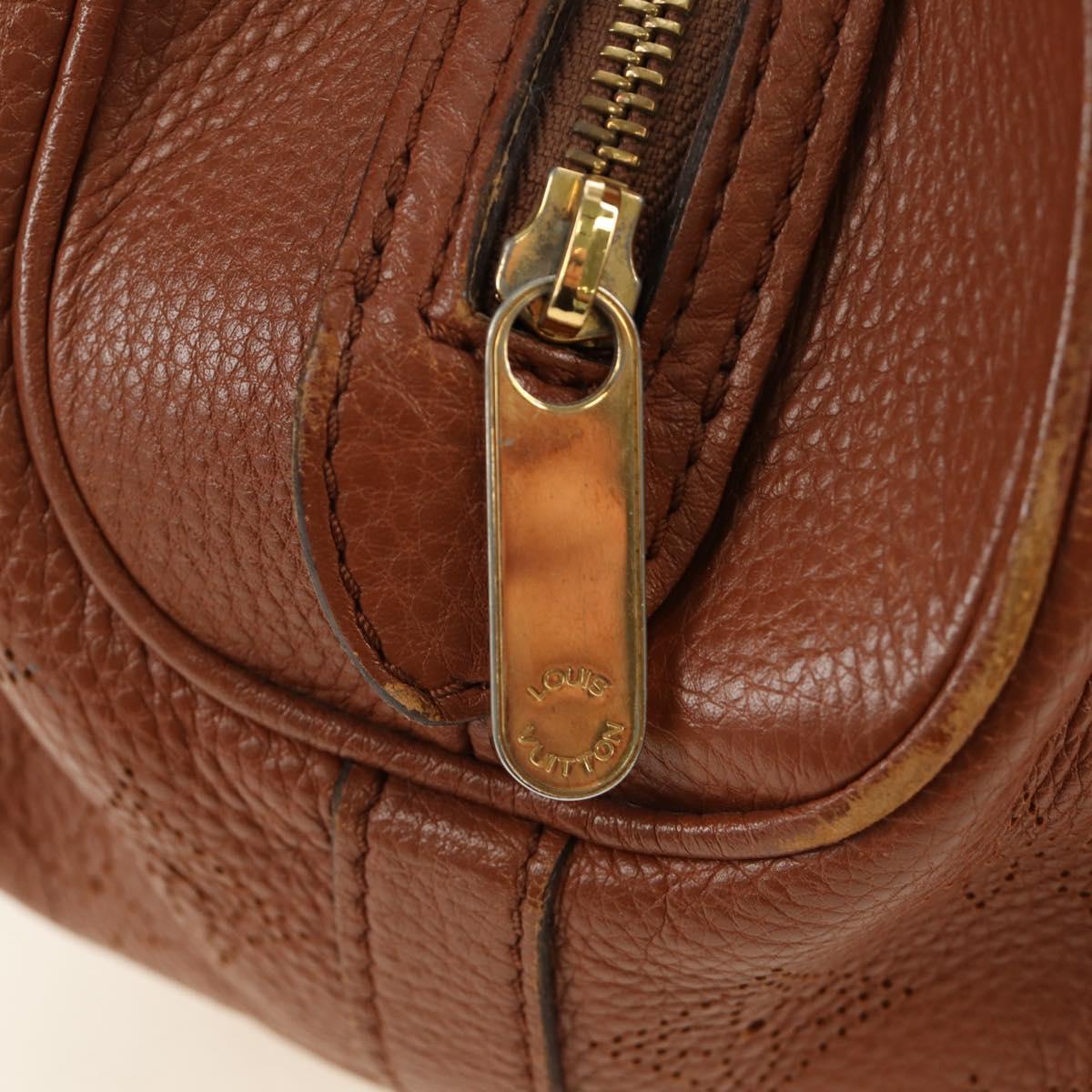 LOUIS VUITTON Mahina Runner PM Hand Bag Leather Brown M97052 LV Auth am11908V