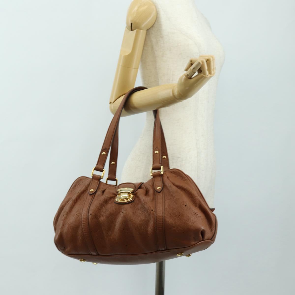 LOUIS VUITTON Mahina Runner PM Hand Bag Leather Brown M97052 LV Auth am11908V