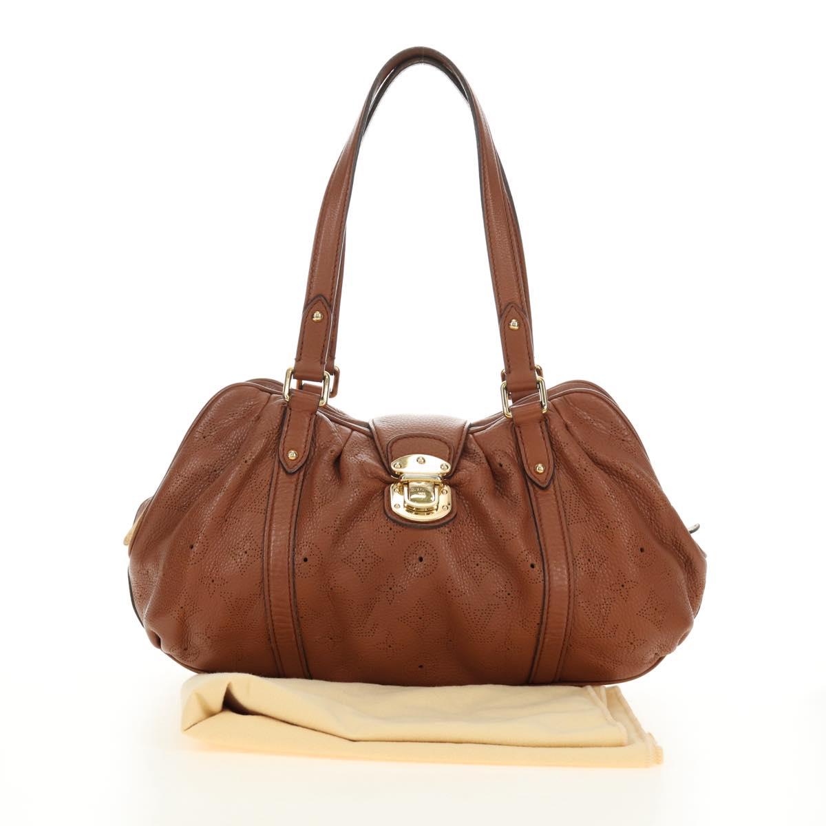 LOUIS VUITTON Mahina Runner PM Hand Bag Leather Brown M97052 LV Auth am11908V