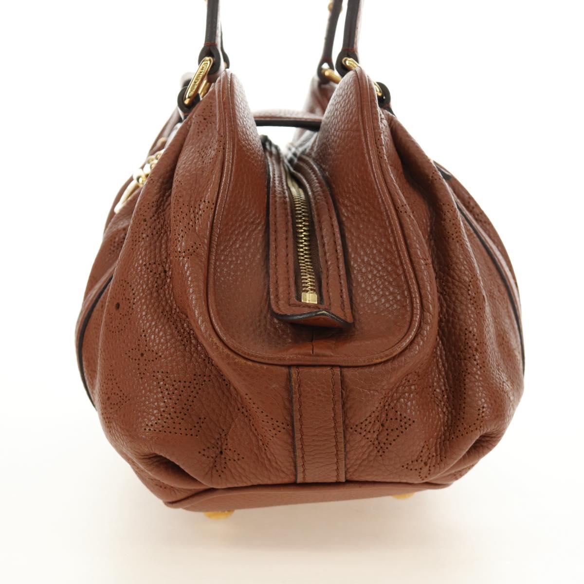 LOUIS VUITTON Mahina Runner PM Hand Bag Leather Brown M97052 LV Auth am11908V