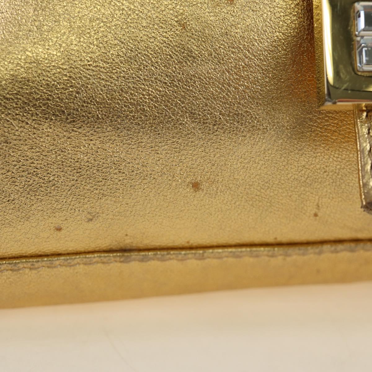 FENDI Mamma Baguette Shoulder Bag Leather Gold Auth am11909SM