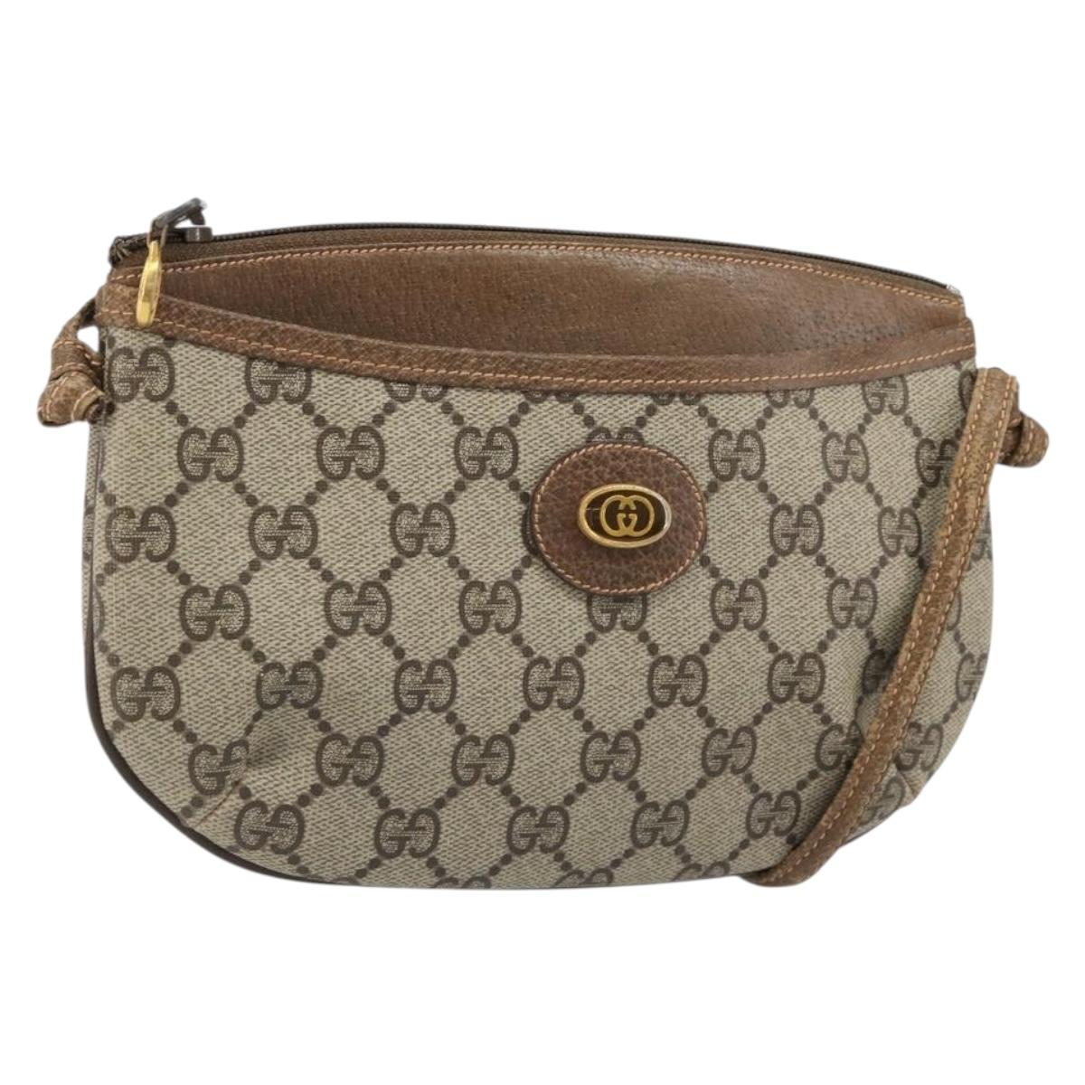 GUCCI GG Supreme Old Shoulder Bag PVC Beige Gold 378 02 020 Auth am11912