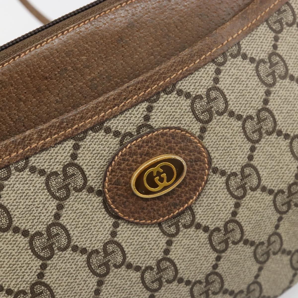GUCCI GG Supreme Old Shoulder Bag PVC Beige Gold 378 02 020 Auth am11912