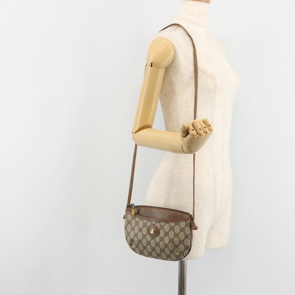 GUCCI GG Supreme Old Shoulder Bag PVC Beige Gold 378 02 020 Auth am11912
