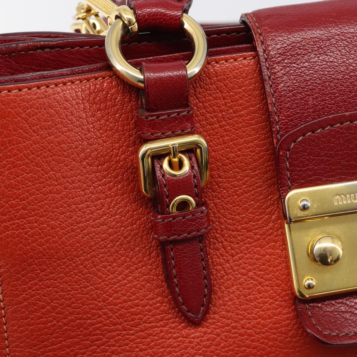 Miu Miu Ready Lock Hand Bag Leather 2way Orange Red Gold Auth am11916A