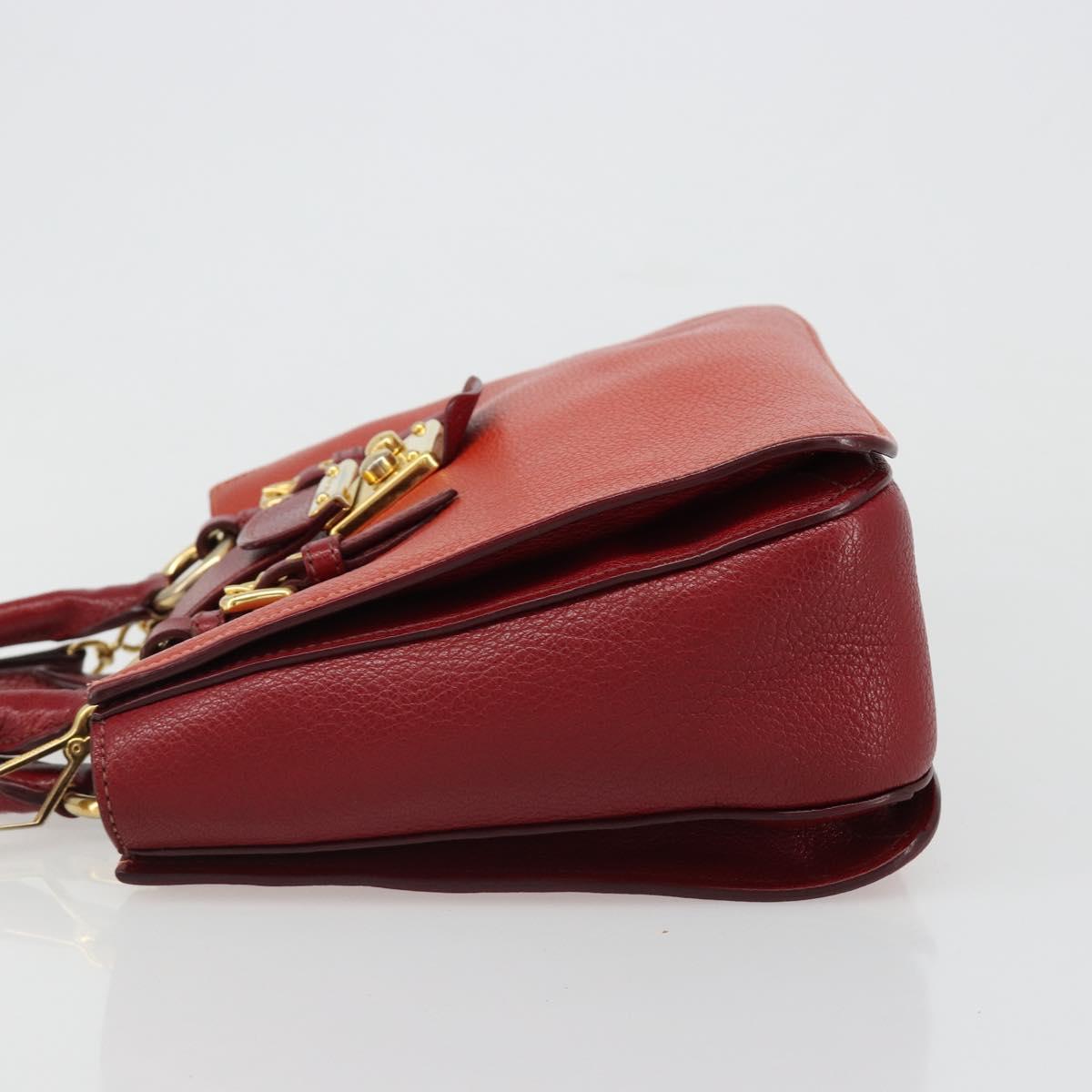Miu Miu Ready Lock Hand Bag Leather 2way Orange Red Gold Auth am11916A