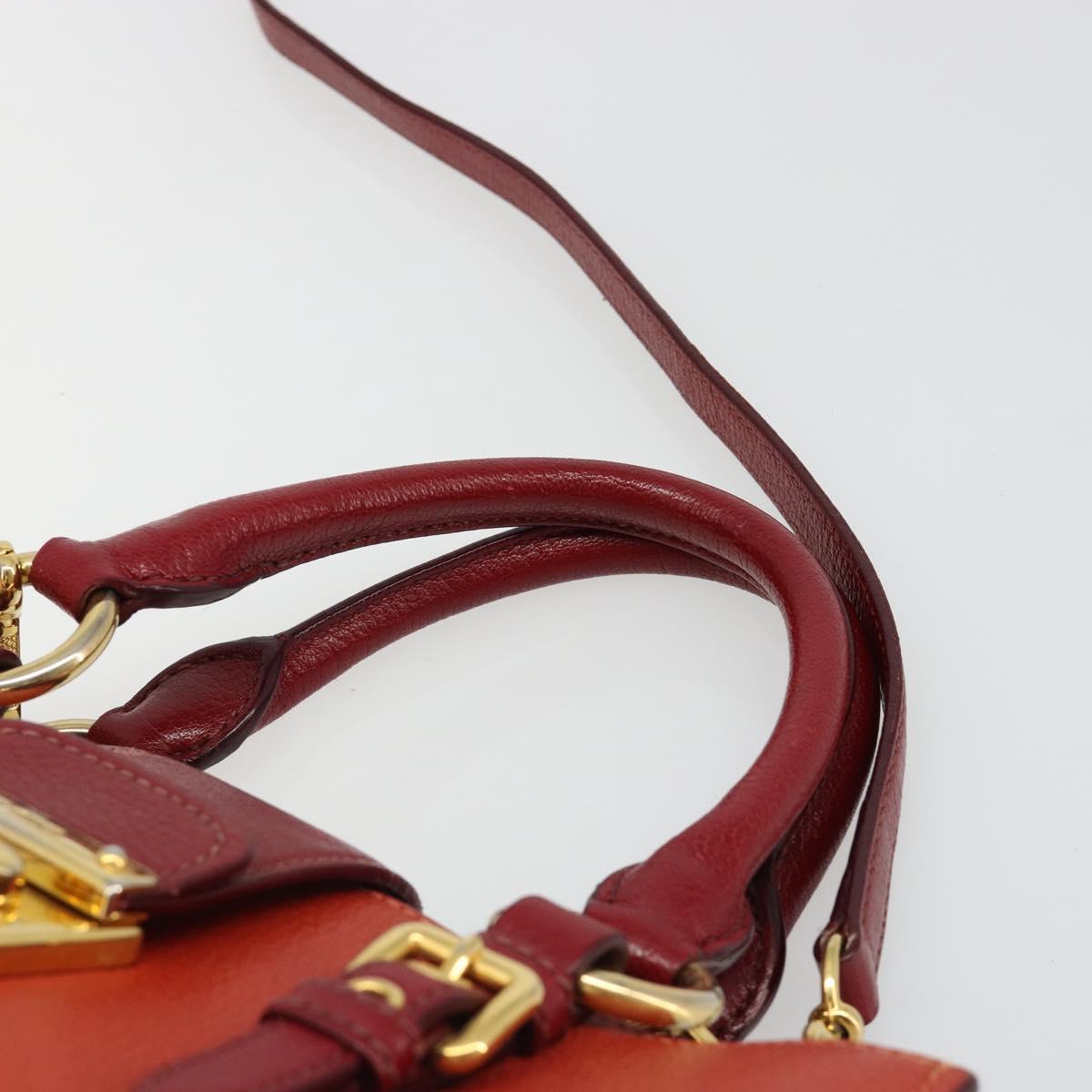 Miu Miu Ready Lock Hand Bag Leather 2way Orange Red Gold Auth am11916A