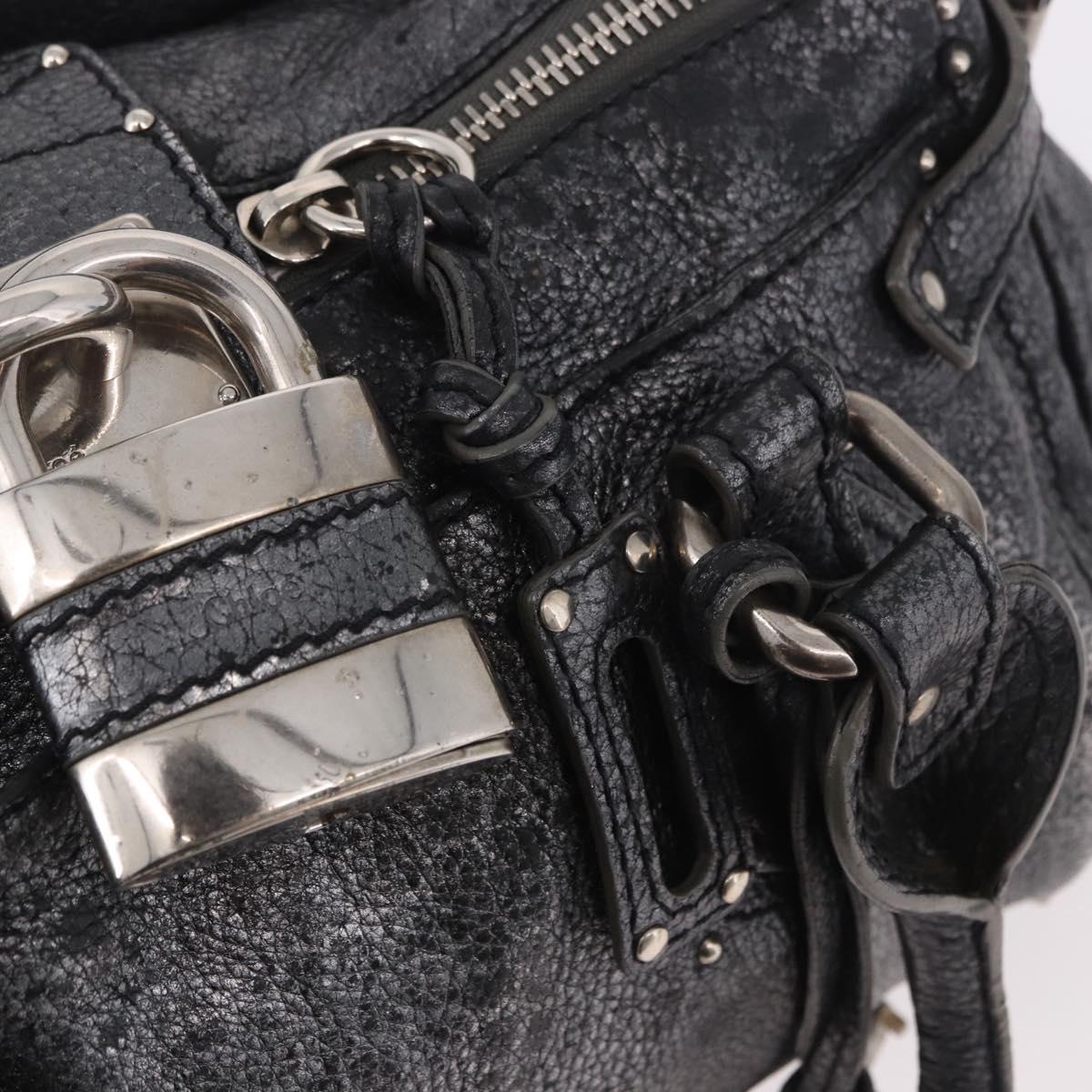 Chloe Paddington Hand Bag Leather Silver Auth am11917A