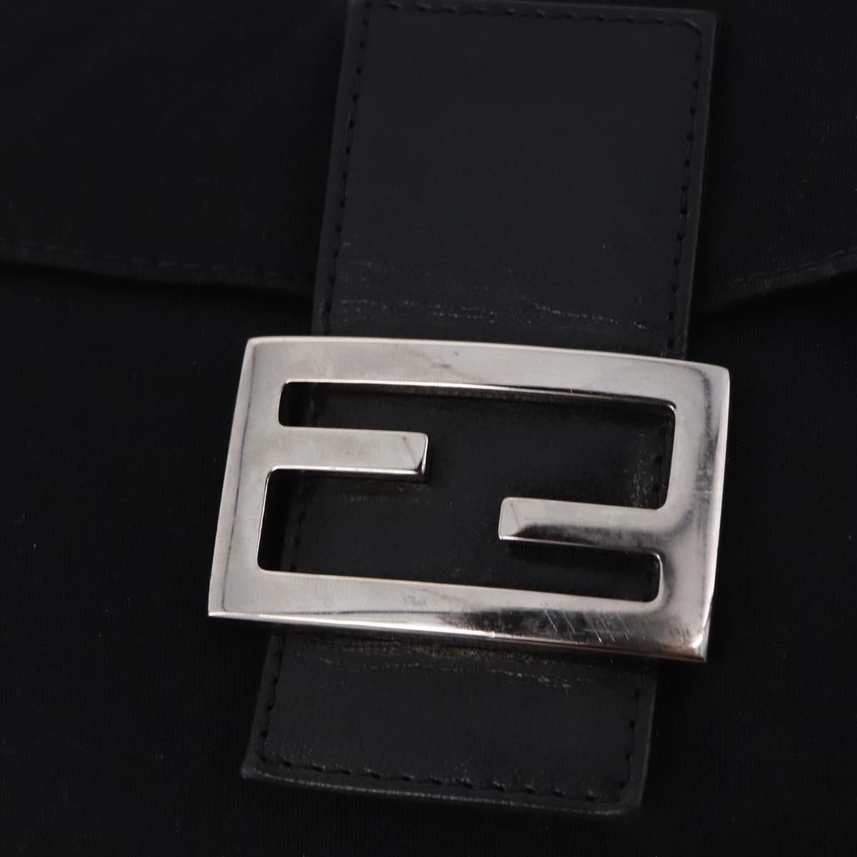 FENDI Mamma Baguette GM Shoulder Bag Cotton Jersey Black Silver Auth am11919