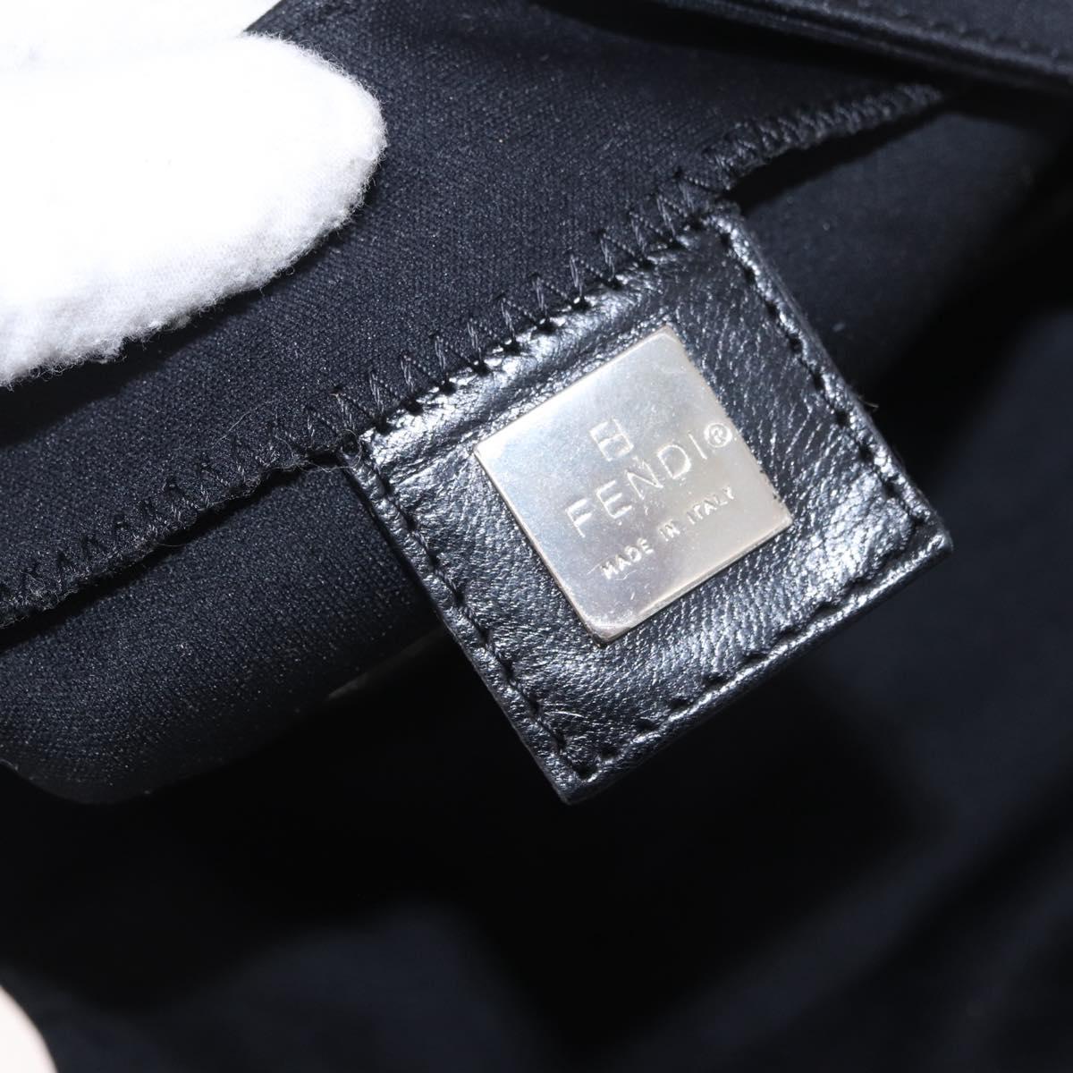 FENDI Mamma Baguette GM Shoulder Bag Cotton Jersey Black Silver Auth am11919
