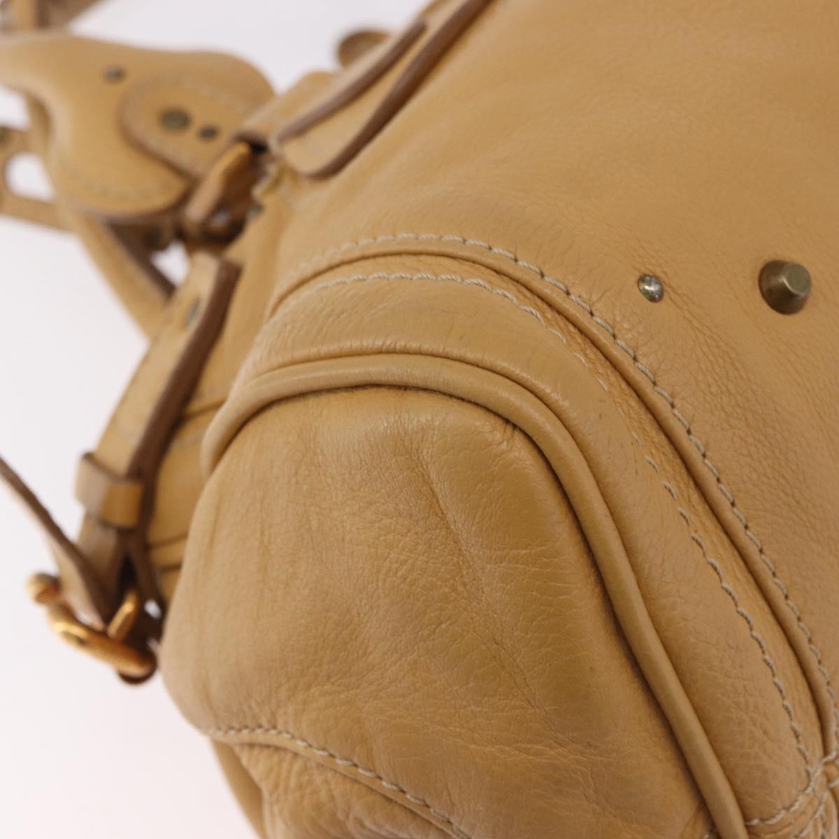 Chloe Paddington Hand Bag Leather Beige Gold Silver Auth am11920V