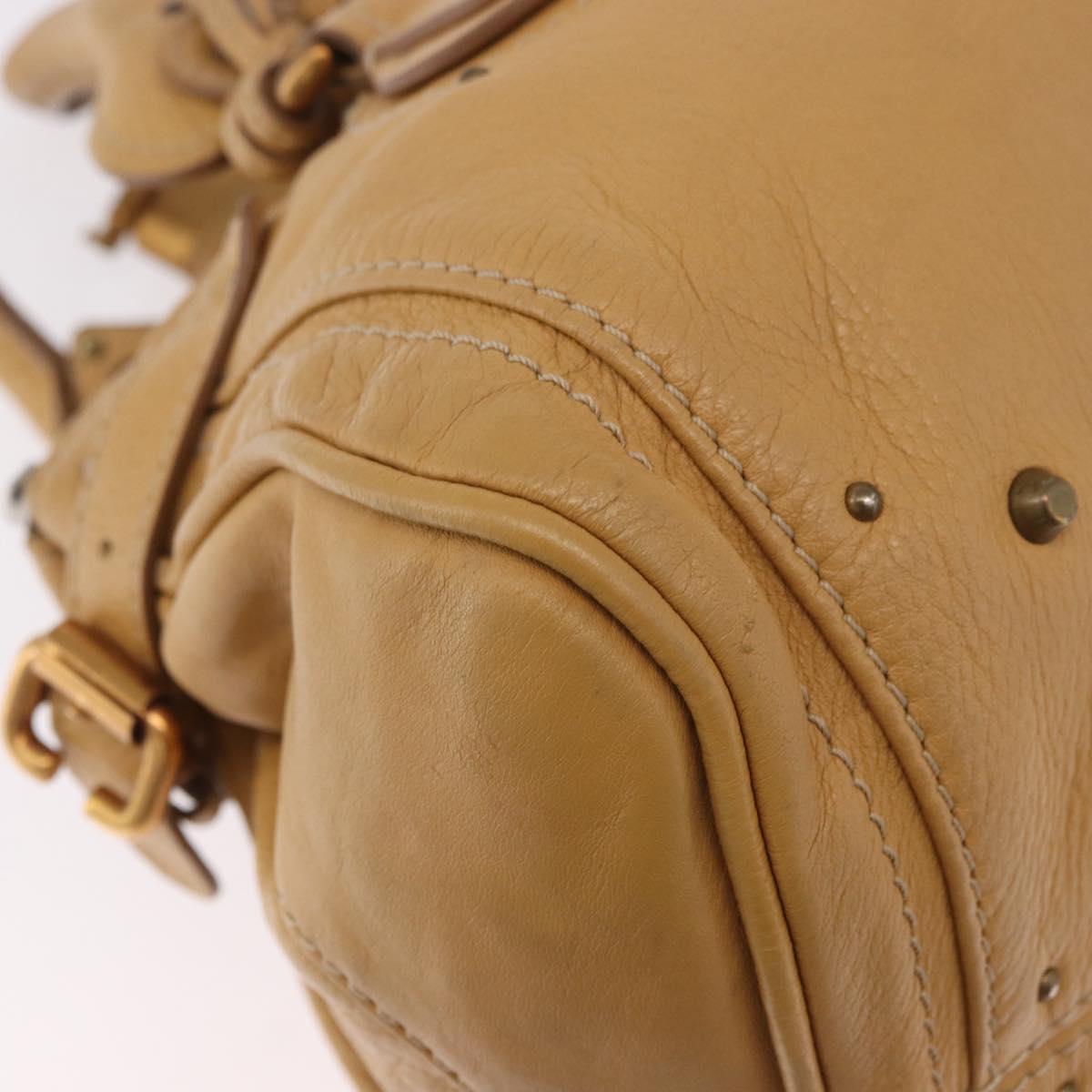 Chloe Paddington Hand Bag Leather Beige Gold Silver Auth am11920V