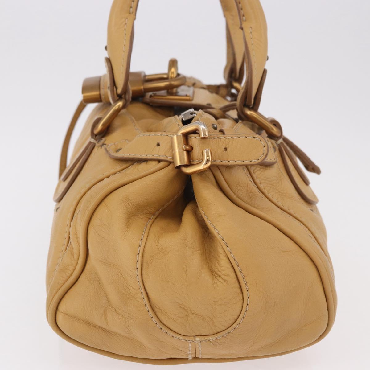Chloe Paddington Hand Bag Leather Beige Gold Silver Auth am11920V