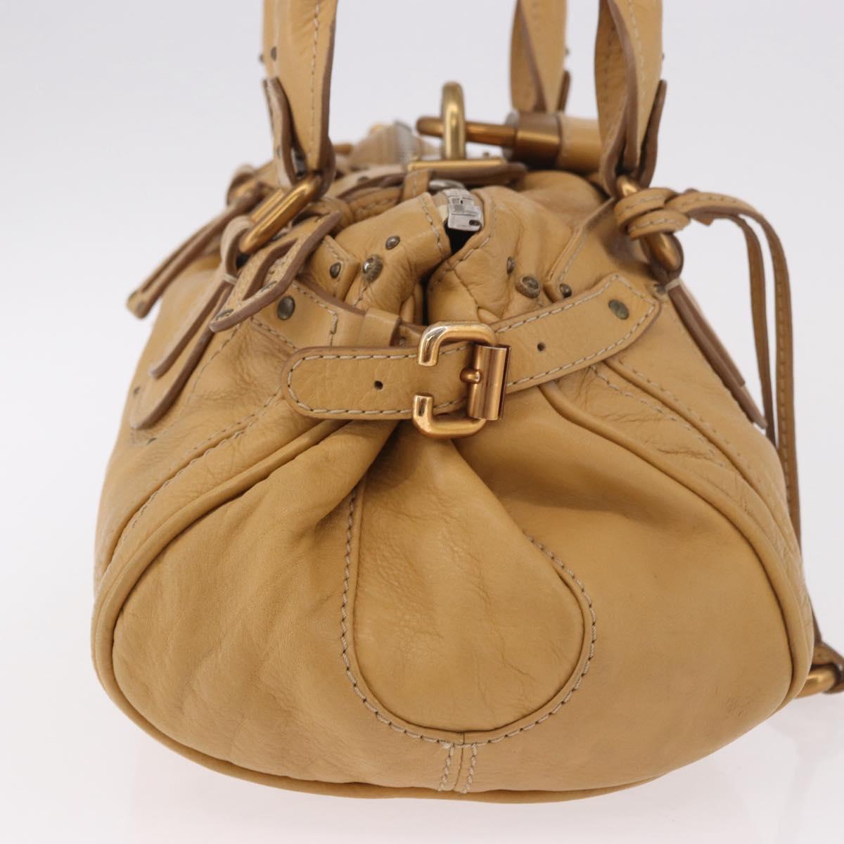 Chloe Paddington Hand Bag Leather Beige Gold Silver Auth am11920V